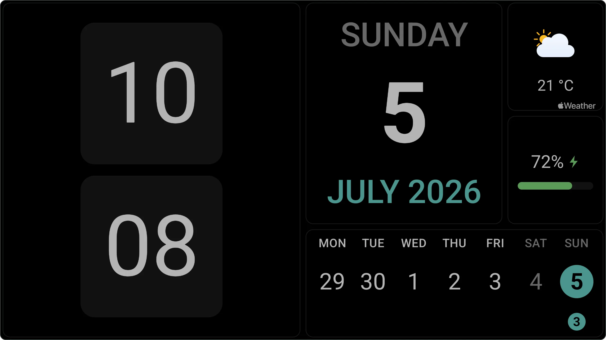 DashDegu — night dashboard on an oled theme